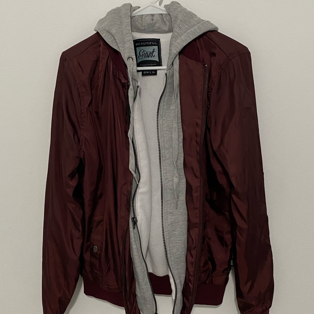 Maroon Bomber Jacket Hoodie